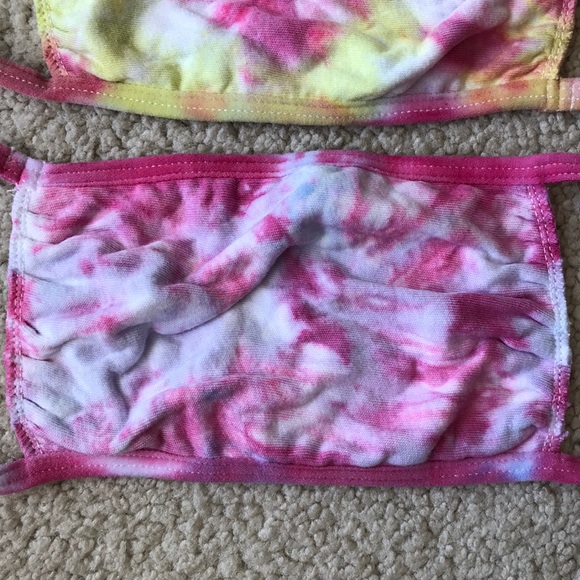 2 tie dye cotton face masks 😷✌️ pink yellow - Picture 4 of 5